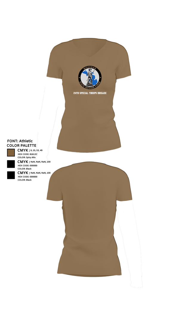 Womens Short Sleeve Vneck Shirt, 24th Special Troops Brigade, National Guard, Teamtime, Team time, sublimation, custom sports apparel, team uniforms, spirit wear, spiritwear, sports uniforms, custom shirts, team store, custom team store, fundraiser sports, apparel fundraiser