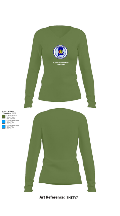 Alabama Department of Corrections 68414517 Women's Long Sleeve V-neck Shirt - 40