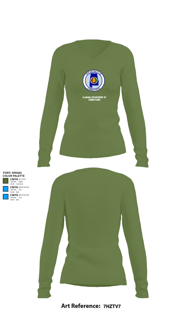 Womens Long Sleeve Vneck Shirt, Alabama Department of Corrections, Police, Teamtime, Team time, sublimation, custom sports apparel, team uniforms, spirit wear, spiritwear, sports uniforms, custom shirts, team store, custom team store, fundraiser sports, apparel fundraiser