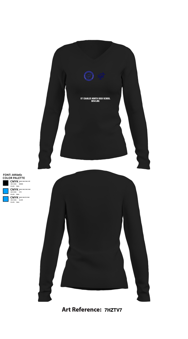Womens Long Sleeve Vneck Shirt, St Charles North High School Bowling, Bowling, Teamtime, Team time, sublimation, custom sports apparel, team uniforms, spirit wear, spiritwear, sports uniforms, custom shirts, team store, custom team store, fundraiser sports, apparel fundraiser