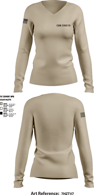 Womens Long Sleeve Vneck Shirt, Cub Cadets, , Teamtime, Team time, sublimation, custom sports apparel, team uniforms, spirit wear, spiritwear, sports uniforms, custom shirts, team store, custom team store, fundraiser sports, apparel fundraiser
