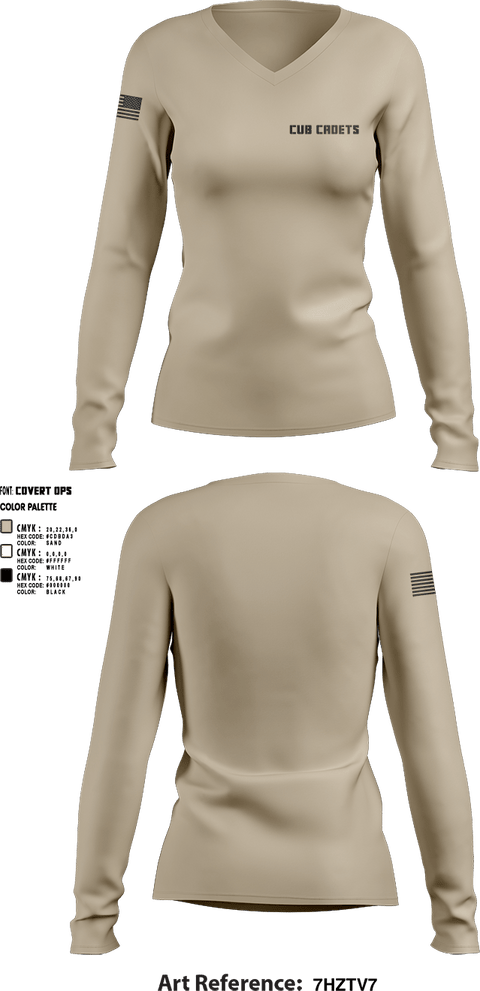 Womens Long Sleeve Vneck Shirt, Cub Cadets, , Teamtime, Team time, sublimation, custom sports apparel, team uniforms, spirit wear, spiritwear, sports uniforms, custom shirts, team store, custom team store, fundraiser sports, apparel fundraiser