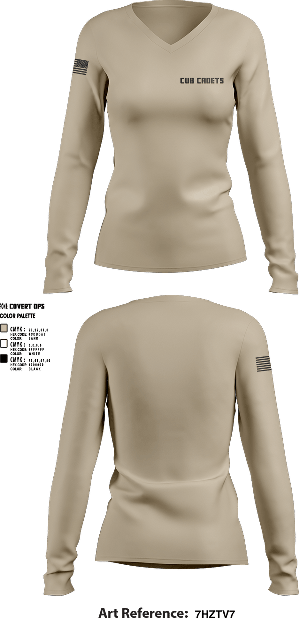Womens Long Sleeve Vneck Shirt, Cub Cadets, , Teamtime, Team time, sublimation, custom sports apparel, team uniforms, spirit wear, spiritwear, sports uniforms, custom shirts, team store, custom team store, fundraiser sports, apparel fundraiser