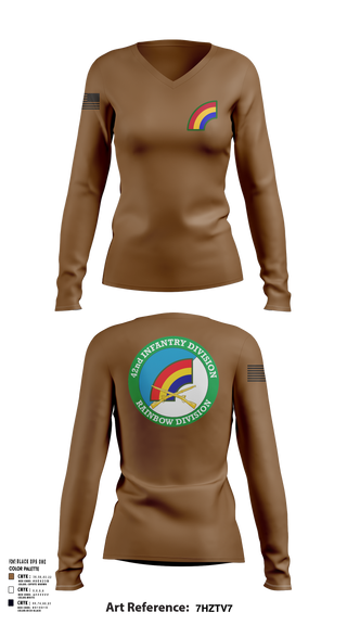 Womens Long Sleeve Vneck Shirt, 42nd ID, Army, Teamtime, Team time, sublimation, custom sports apparel, team uniforms, spirit wear, spiritwear, sports uniforms, custom shirts, team store, custom team store, fundraiser sports, apparel fundraiser