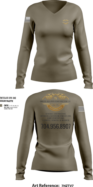 Womens Long Sleeve Vneck Shirt, Unified Builders Construction LLC, , Teamtime, Team time, sublimation, custom sports apparel, team uniforms, spirit wear, spiritwear, sports uniforms, custom shirts, team store, custom team store, fundraiser sports, apparel fundraiser
