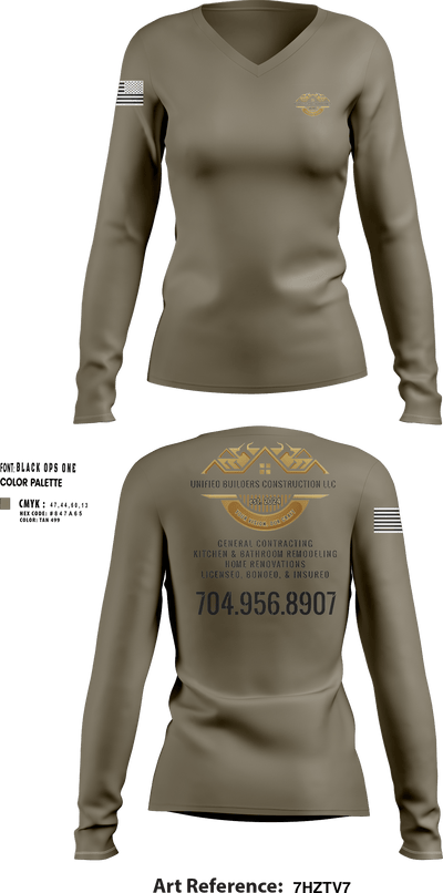 Unified Builders Construction LLC 53050884 Women's Long Sleeve V-neck Shirt - 252