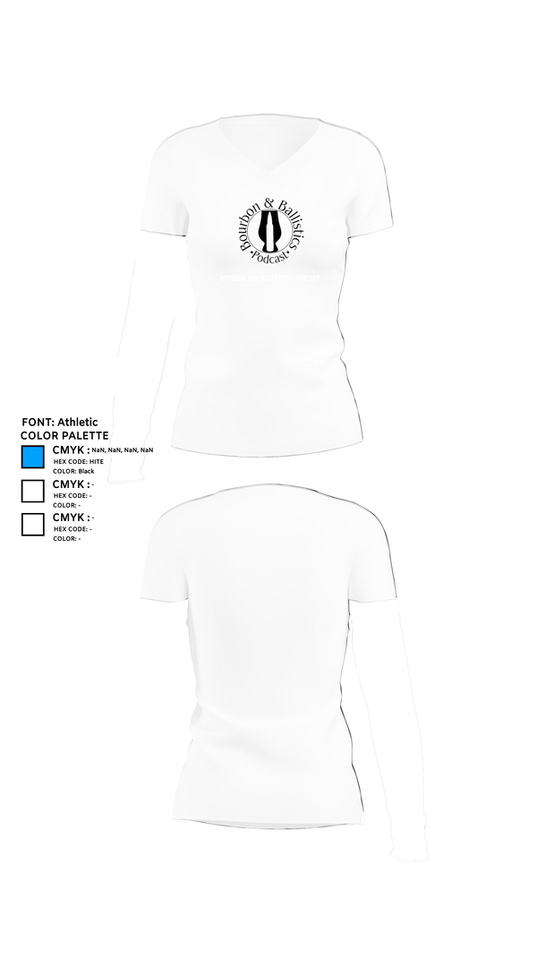 Womens Short Sleeve Vneck Shirt, Bpurbon and Ballistics Podcast, , Teamtime, Team time, sublimation, custom sports apparel, team uniforms, spirit wear, spiritwear, sports uniforms, custom shirts, team store, custom team store, fundraiser sports, apparel fundraiser