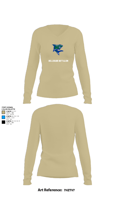 Bullshark Battalion 90693069 Women's Long Sleeve V-neck Shirt - 82