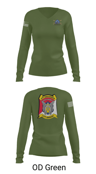 Womens Long Sleeve Vneck Shirt, B Troop 2-17 Cav REGT, , Teamtime, Team time, sublimation, custom sports apparel, team uniforms, spirit wear, spiritwear, sports uniforms, custom shirts, team store, custom team store, fundraiser sports, apparel fundraiser