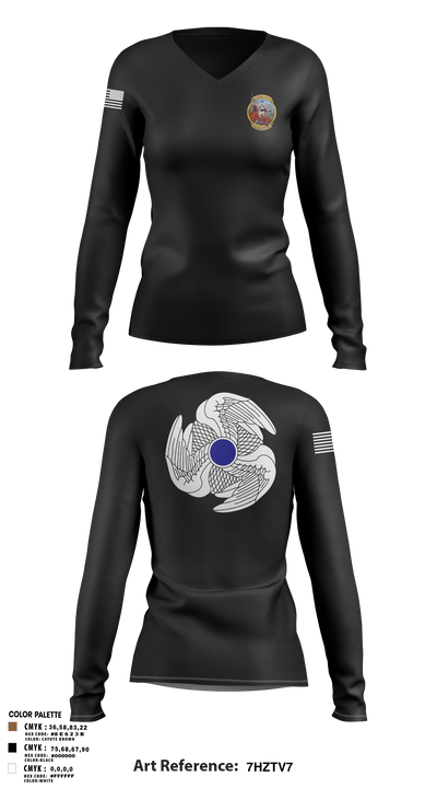 1-222nd AVN RGT 56947189 Women's Long Sleeve V-neck Shirt - 3