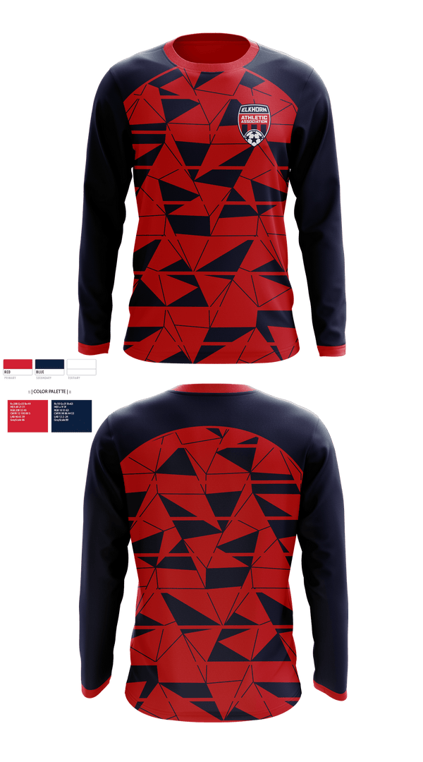 Long Sleeve Performance Shirt, Elkhorn Athletic Association, Men's Soccer, Teamtime, Team time, sublimation, custom sports apparel, team uniforms, spirit wear, spiritwear, sports uniforms, custom shirts, team store, custom team store, fundraiser sports, apparel fundraiser