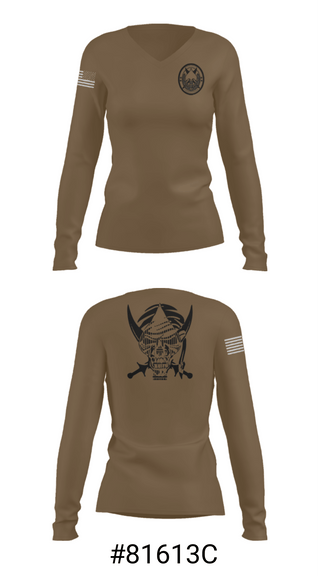 Women's Long Sleeve Vneck Shirt, , Army, Teamtime, Team time, sublimation, custom sports apparel, team uniforms, spirit wear, spiritwear, sports uniforms, custom shirts, team store, custom team store, fundraiser sports, apparel fundraiser