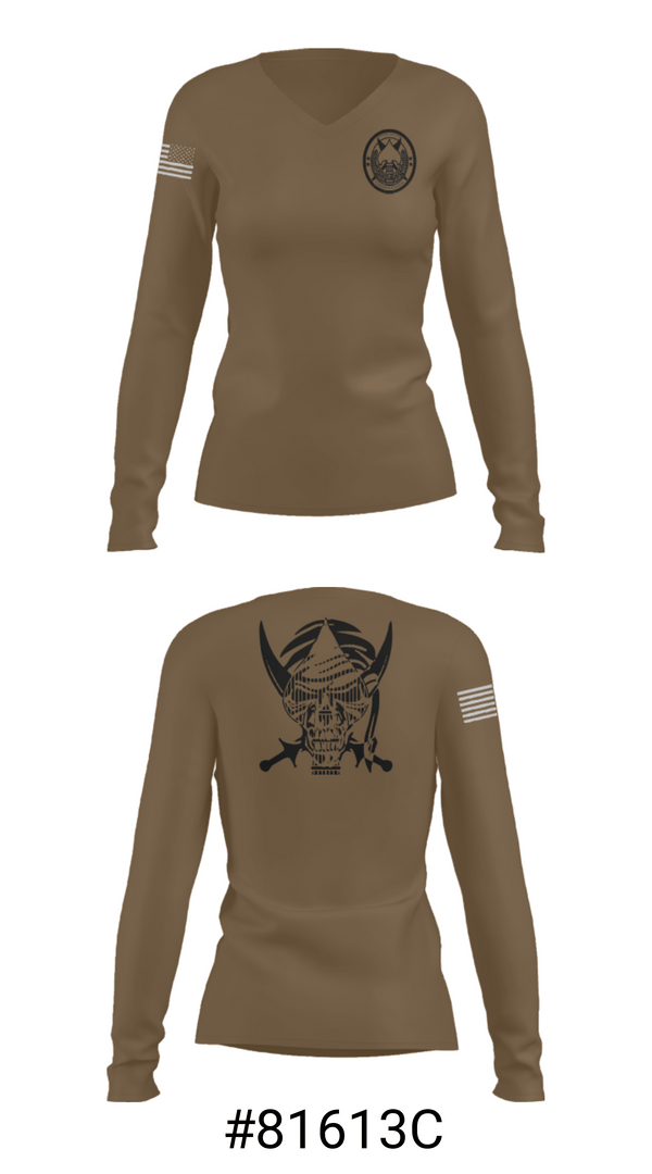 Women's Long Sleeve Vneck Shirt, , Army, Teamtime, Team time, sublimation, custom sports apparel, team uniforms, spirit wear, spiritwear, sports uniforms, custom shirts, team store, custom team store, fundraiser sports, apparel fundraiser
