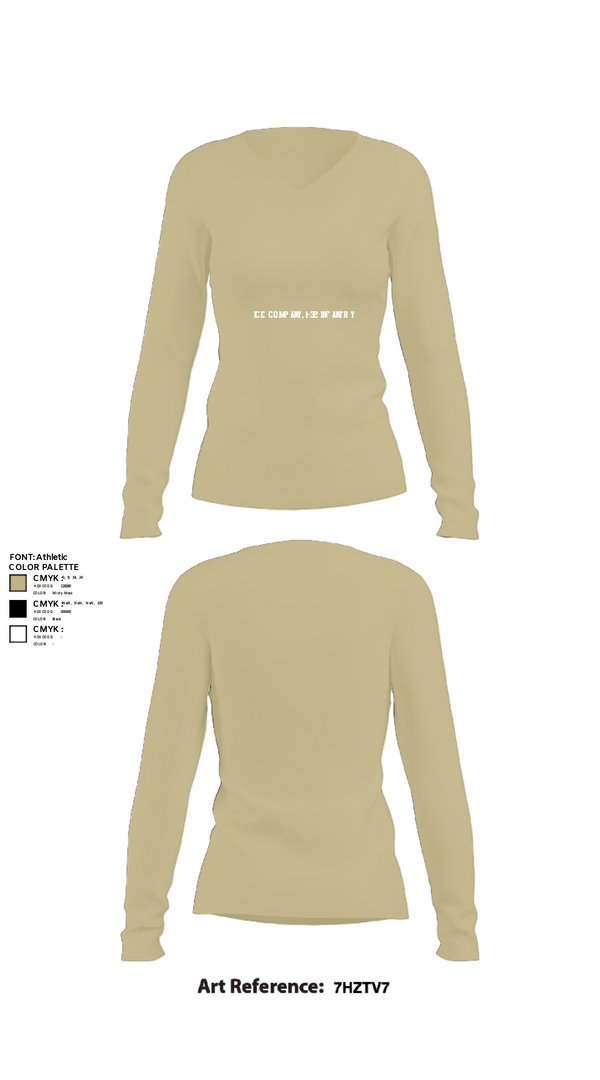 Womens Long Sleeve Vneck Shirt, Ice Company, 1-32 Infantry, Army, Teamtime, Team time, sublimation, custom sports apparel, team uniforms, spirit wear, spiritwear, sports uniforms, custom shirts, team store, custom team store, fundraiser sports, apparel fundraiser