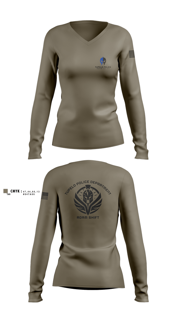 Women's Long Sleeve Vneck Shirt, TPD Adam Shift, Police, Teamtime, Team time, sublimation, custom sports apparel, team uniforms, spirit wear, spiritwear, sports uniforms, custom shirts, team store, custom team store, fundraiser sports, apparel fundraiser