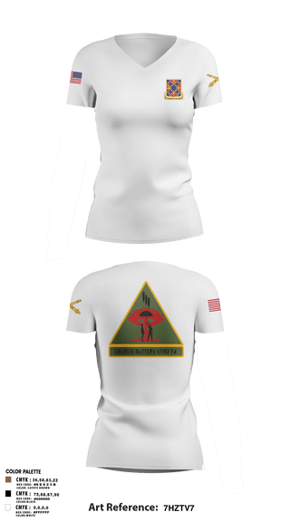 Womens Short Sleeve Vneck Shirt, C BTRY 1/107 FA, National Guard, Teamtime, Team time, sublimation, custom sports apparel, team uniforms, spirit wear, spiritwear, sports uniforms, custom shirts, team store, custom team store, fundraiser sports, apparel fundraiser