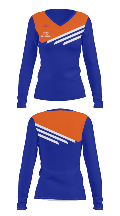 Women's Long Sleeve Vneck Shirt, Millville Senior High School, Spirit Store, Teamtime, Team time, sublimation, custom sports apparel, team uniforms, spirit wear, spiritwear, sports uniforms, custom shirts, team store, custom team store, fundraiser sports, apparel fundraiser