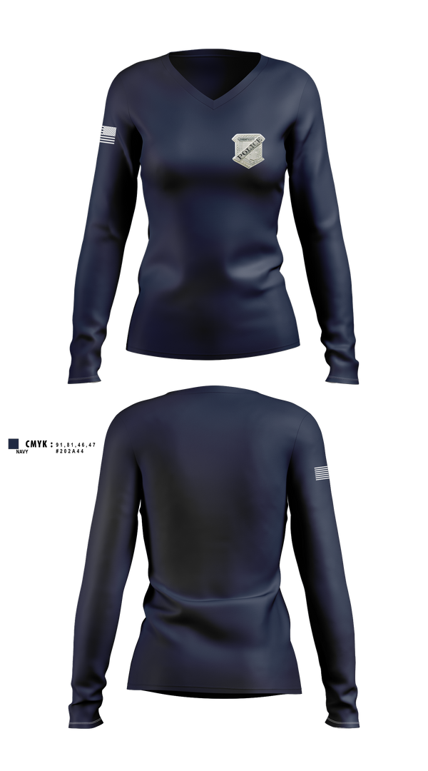 Womens Long Sleeve Vneck Shirt, Swampscott Police, Police, Teamtime, Team time, sublimation, custom sports apparel, team uniforms, spirit wear, spiritwear, sports uniforms, custom shirts, team store, custom team store, fundraiser sports, apparel fundraiser