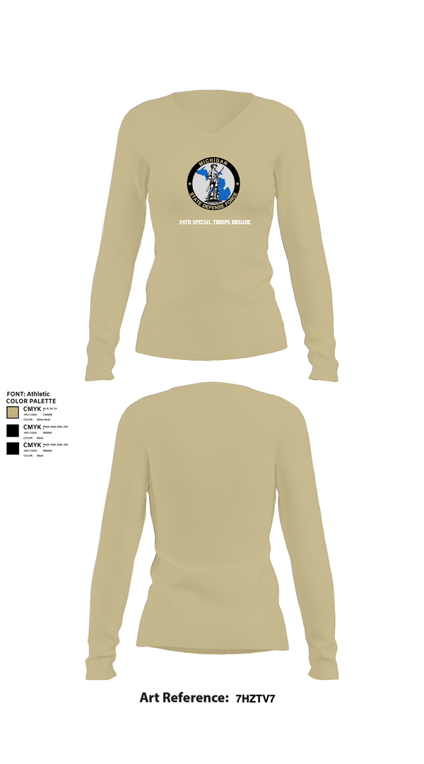 Womens Long Sleeve Vneck Shirt, 24th Special Troops Brigade, National Guard, Teamtime, Team time, sublimation, custom sports apparel, team uniforms, spirit wear, spiritwear, sports uniforms, custom shirts, team store, custom team store, fundraiser sports, apparel fundraiser