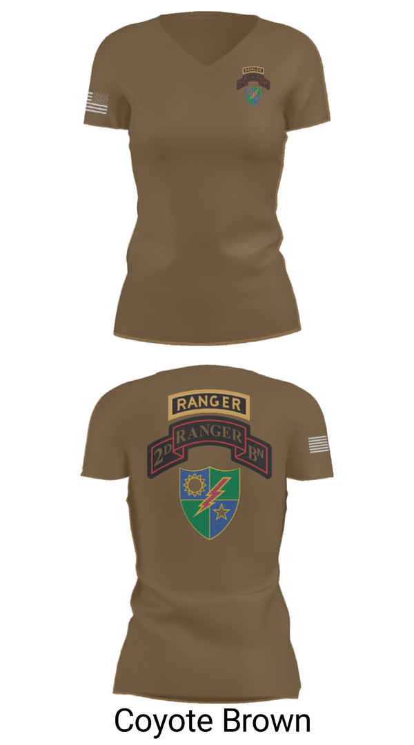 Women's Short Sleeve Vneck Shirt, 2nd Battalion 75th Ranger Regiment, , Teamtime, Team time, sublimation, custom sports apparel, team uniforms, spirit wear, spiritwear, sports uniforms, custom shirts, team store, custom team store, fundraiser sports, apparel fundraiser