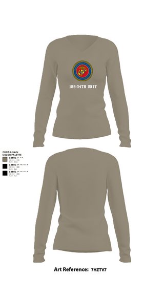 Women's Long Sleeve Vneck Shirt, 189/34th unit, Marines, Teamtime, Team time, sublimation, custom sports apparel, team uniforms, spirit wear, spiritwear, sports uniforms, custom shirts, team store, custom team store, fundraiser sports, apparel fundraiser