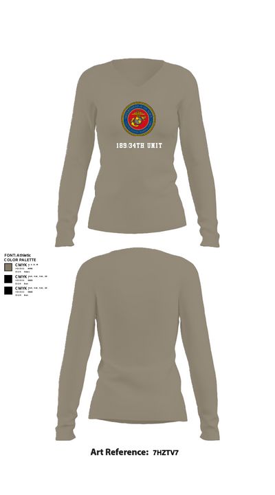 189/34th unit 69510523 Women's Long Sleeve V-neck Shirt - 62