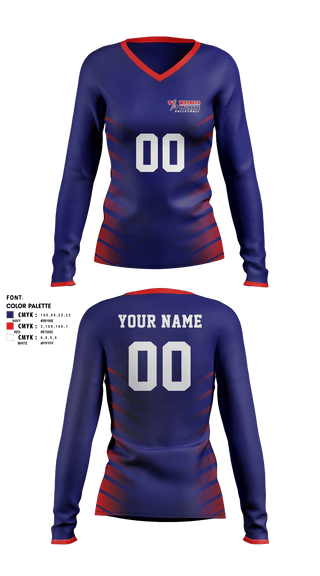 Womens Long Sleeve Vneck Shirt, Wauneta-Palisade High School Volleyball, Women's Volleyball, Teamtime, Team time, sublimation, custom sports apparel, team uniforms, spirit wear, spiritwear, sports uniforms, custom shirts, team store, custom team store, fundraiser sports, apparel fundraiser