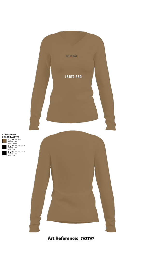 Women's Long Sleeve Vneck Shirt, 131st SAD, Army, Teamtime, Team time, sublimation, custom sports apparel, team uniforms, spirit wear, spiritwear, sports uniforms, custom shirts, team store, custom team store, fundraiser sports, apparel fundraiser