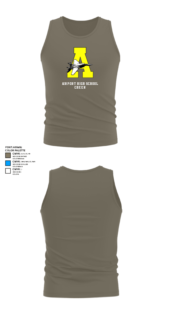 Tank Top, Airport High School Cheer, Cheer, Teamtime, Team time, sublimation, custom sports apparel, team uniforms, spirit wear, spiritwear, sports uniforms, custom shirts, team store, custom team store, fundraiser sports, apparel fundraiser