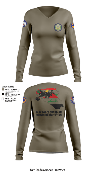 Womens Long Sleeve Vneck Shirt, 44th ICBT, National Guard, Teamtime, Team time, sublimation, custom sports apparel, team uniforms, spirit wear, spiritwear, sports uniforms, custom shirts, team store, custom team store, fundraiser sports, apparel fundraiser