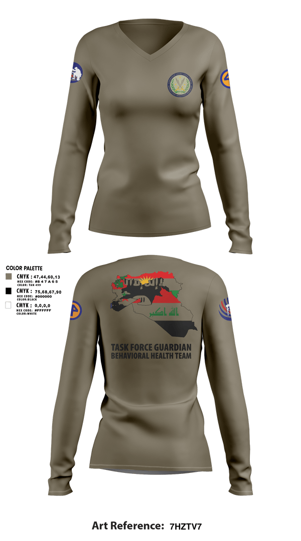 Womens Long Sleeve Vneck Shirt, 44th ICBT, National Guard, Teamtime, Team time, sublimation, custom sports apparel, team uniforms, spirit wear, spiritwear, sports uniforms, custom shirts, team store, custom team store, fundraiser sports, apparel fundraiser