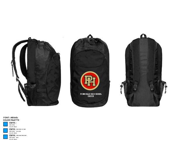 Gear Bag, Penn Hills High School Cheer, Cheer, Teamtime, Team time, sublimation, custom sports apparel, team uniforms, spirit wear, spiritwear, sports uniforms, custom shirts, team store, custom team store, fundraiser sports, apparel fundraiser