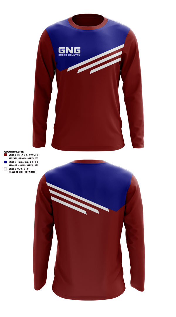 Long Sleeve Performance Polo, GNG CROSS COUNTRY, Cross Country, Teamtime, Team time, sublimation, custom sports apparel, team uniforms, spirit wear, spiritwear, sports uniforms, custom shirts, team store, custom team store, fundraiser sports, apparel fundraiser