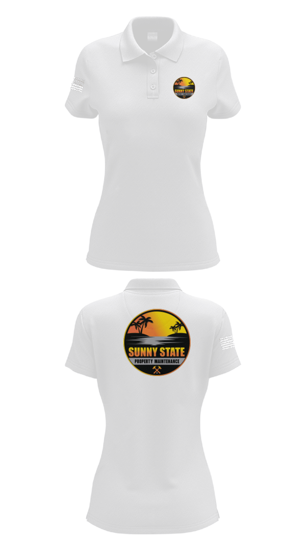 Womens Short Sleeve Performance Polo, Sunny State Property Maintenance, , Teamtime, Team time, sublimation, custom sports apparel, team uniforms, spirit wear, spiritwear, sports uniforms, custom shirts, team store, custom team store, fundraiser sports, apparel fundraiser