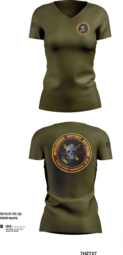 Battle Space Surveillance Company 88540160 Women's Short Sleeve V-neck Shirt - 9