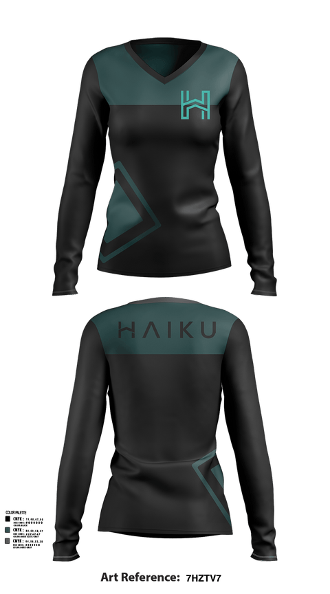 Womens Long Sleeve Vneck Shirt, Haiku, , Teamtime, Team time, sublimation, custom sports apparel, team uniforms, spirit wear, spiritwear, sports uniforms, custom shirts, team store, custom team store, fundraiser sports, apparel fundraiser