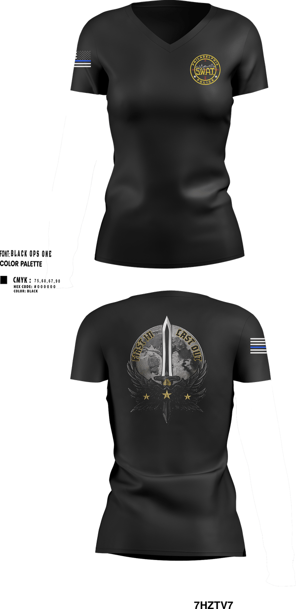Womens Short Sleeve Vneck Shirt, Philadlphia SWAT, Police, Teamtime, Team time, sublimation, custom sports apparel, team uniforms, spirit wear, spiritwear, sports uniforms, custom shirts, team store, custom team store, fundraiser sports, apparel fundraiser