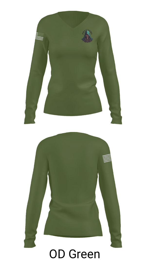 Womens Long Sleeve Vneck Shirt, 2nd Platoon Charlie Battery 5-4, Army, Teamtime, Team time, sublimation, custom sports apparel, team uniforms, spirit wear, spiritwear, sports uniforms, custom shirts, team store, custom team store, fundraiser sports, apparel fundraiser
