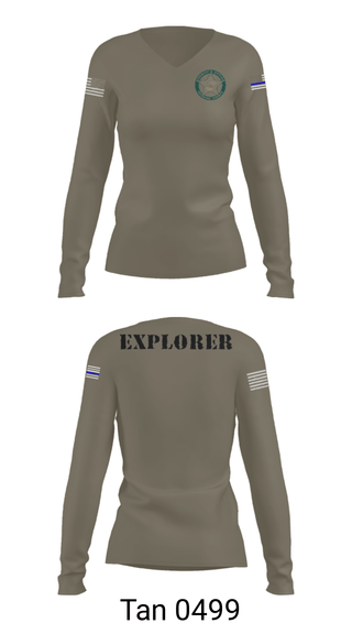 Women's Long Sleeve Vneck Shirt, BSO Explorers, Police, Teamtime, Team time, sublimation, custom sports apparel, team uniforms, spirit wear, spiritwear, sports uniforms, custom shirts, team store, custom team store, fundraiser sports, apparel fundraiser