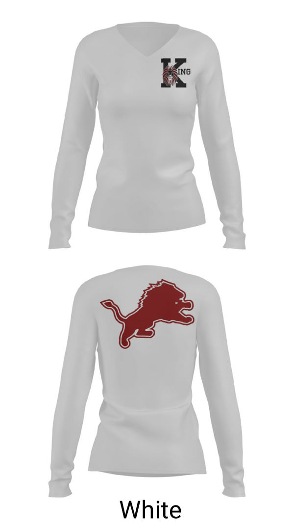Women's Long Sleeve Vneck Shirt, Martin Luther King Jr High School Tennis, Tennis, Teamtime, Team time, sublimation, custom sports apparel, team uniforms, spirit wear, spiritwear, sports uniforms, custom shirts, team store, custom team store, fundraiser sports, apparel fundraiser