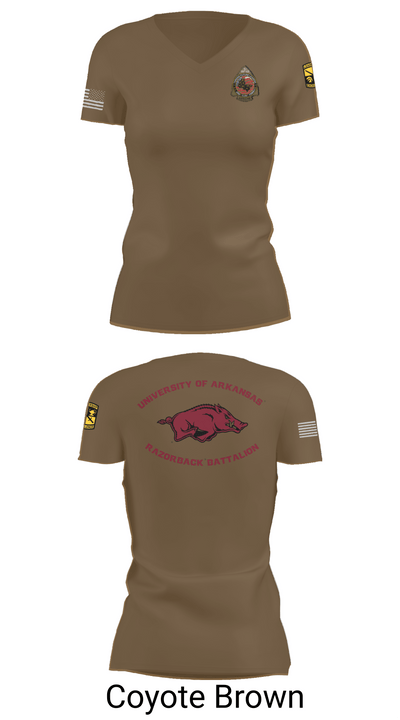 University of Arkansas Army ROTC - Razorback Battalion 15416563 Women's Short Sleeve V-neck Shirt - 8