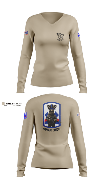 3RD PLT BAD BOYS3RD PLT BAD BOYS 899719921-299 DismountBlue Ewok 2663775 Women's Long Sleeve V-neck Shirt -1 2