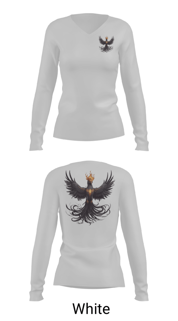 Women's Long Sleeve Vneck Shirt, Phantom Phoenix, , Teamtime, Team time, sublimation, custom sports apparel, team uniforms, spirit wear, spiritwear, sports uniforms, custom shirts, team store, custom team store, fundraiser sports, apparel fundraiser