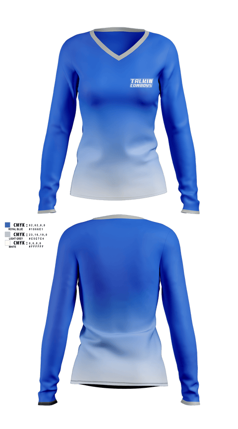 Womens Long Sleeve Vneck Shirt, Talkin Cowboys, , Teamtime, Team time, sublimation, custom sports apparel, team uniforms, spirit wear, spiritwear, sports uniforms, custom shirts, team store, custom team store, fundraiser sports, apparel fundraiser