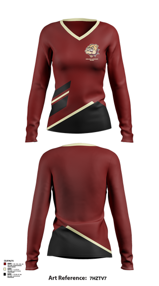 Womens Long Sleeve Vneck Shirt, Highland Elementary School, Spirit Store, Teamtime, Team time, sublimation, custom sports apparel, team uniforms, spirit wear, spiritwear, sports uniforms, custom shirts, team store, custom team store, fundraiser sports, apparel fundraiser