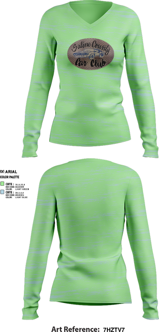 Womens Long Sleeve Vneck Shirt, Saline county Car Club, , Teamtime, Team time, sublimation, custom sports apparel, team uniforms, spirit wear, spiritwear, sports uniforms, custom shirts, team store, custom team store, fundraiser sports, apparel fundraiser