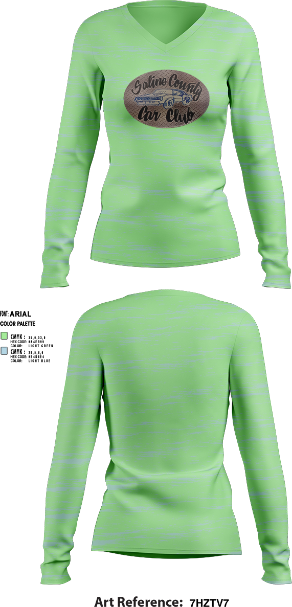 Womens Long Sleeve Vneck Shirt, Saline county Car Club, , Teamtime, Team time, sublimation, custom sports apparel, team uniforms, spirit wear, spiritwear, sports uniforms, custom shirts, team store, custom team store, fundraiser sports, apparel fundraiser
