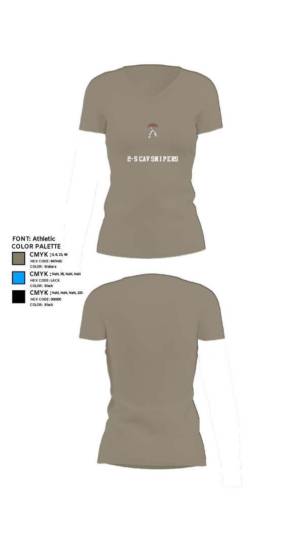 Womens Short Sleeve Vneck Shirt, 2-5 CAV Snipers, Army, Teamtime, Team time, sublimation, custom sports apparel, team uniforms, spirit wear, spiritwear, sports uniforms, custom shirts, team store, custom team store, fundraiser sports, apparel fundraiser