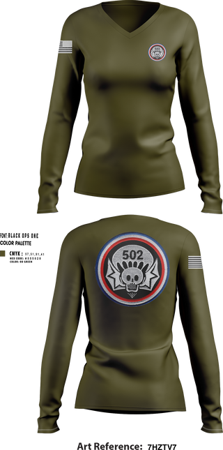 Womens Long Sleeve Vneck Shirt, , Army, Teamtime, Team time, sublimation, custom sports apparel, team uniforms, spirit wear, spiritwear, sports uniforms, custom shirts, team store, custom team store, fundraiser sports, apparel fundraiser