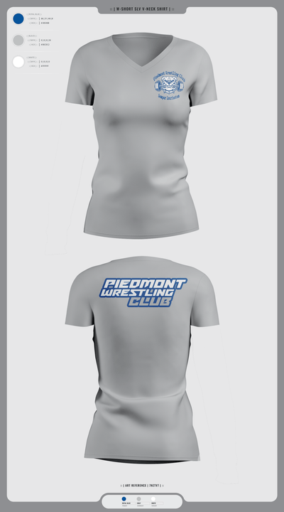 Piedmont Youth Wrestling 88138842 Women's Short Sleeve V-neck Shirt - 6